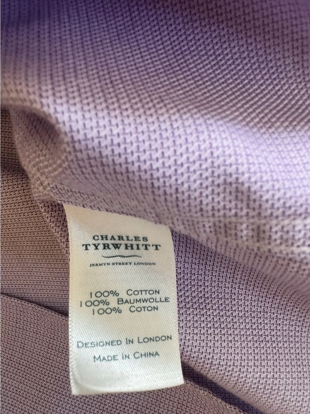 Charles Tyrwhitt Lilac Textured Dress Shirt - Slim Fit 17.5